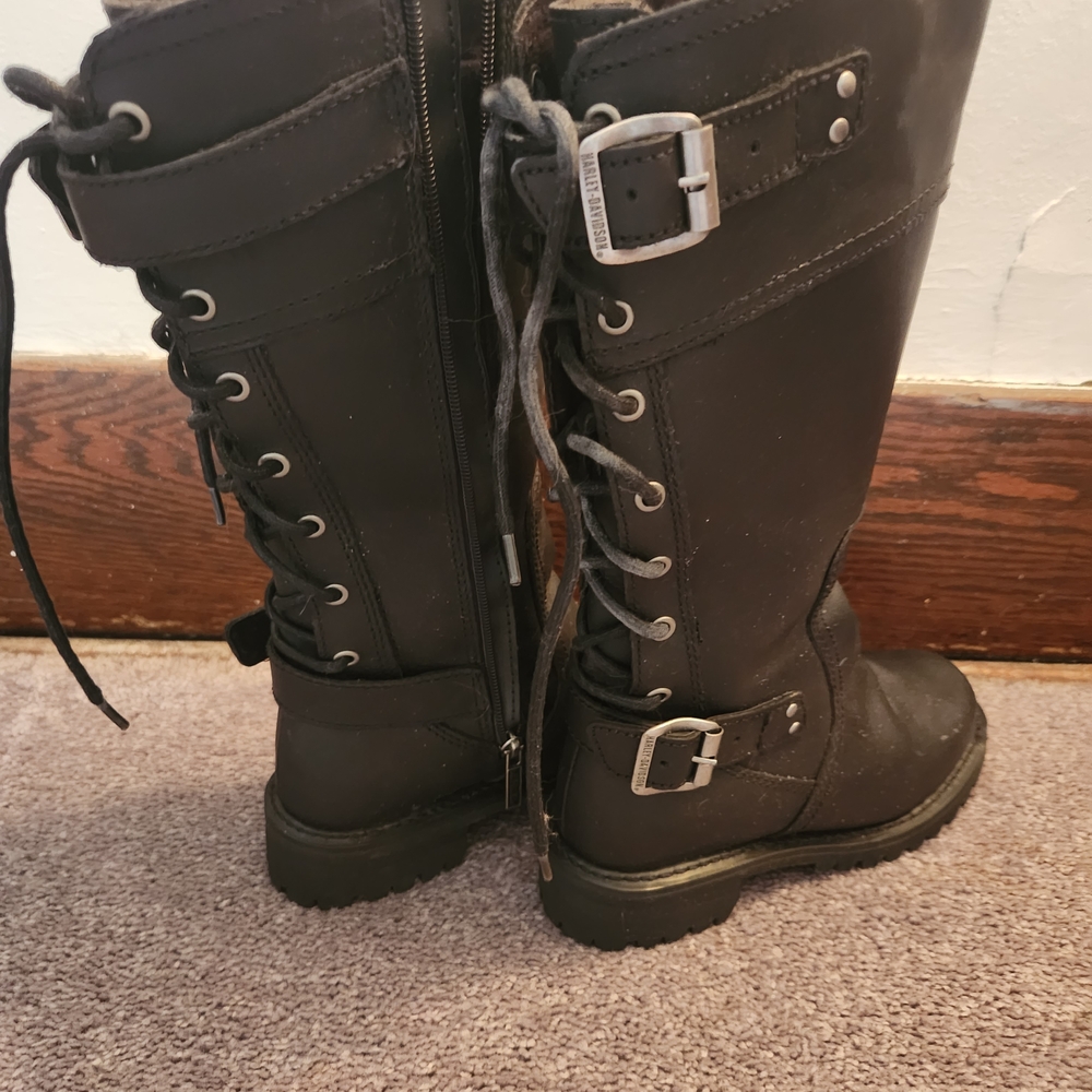 Harley-Davidson Black Moto Boots with Silver Accents